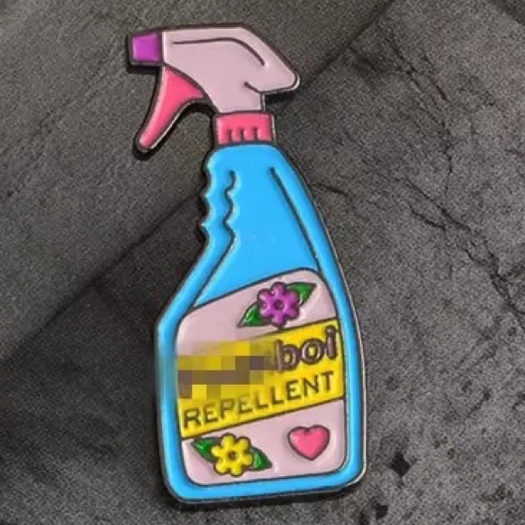 1 LEFT‼️ F*Boi Repellant Enamel Pin Funny NSFW Spray Bottle Sassy Badge Gift - Picture 2 of 11